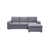 Lilola Home Aurelle Light Gray Linen Reversible Sectional Sofa Chaise