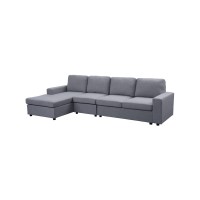 Lilola Home Bailey Light Gray Linen Reversible Modular Sectional Sofa Chaise