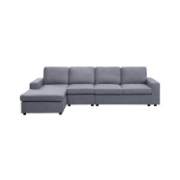 Lilola Home Bailey Light Gray Linen Reversible Modular Sectional Sofa Chaise
