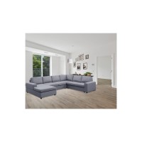 Lilola Home Dakota Light Gray Linen 6 Seat Reversible Modular Sectional Sofa Chaise