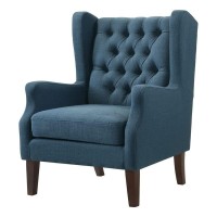 Lilola Home Irwin Blue Linen Button Tufted Wingback Chair