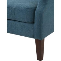 Lilola Home Irwin Blue Linen Button Tufted Wingback Chair