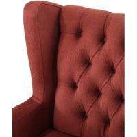 Lilola Home Irwin Red Linen Button Tufted Wingback Chair