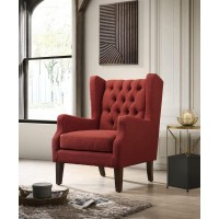 Lilola Home Irwin Red Linen Button Tufted Wingback Chair