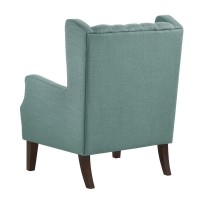 Lilola Home Irwin Teal Linen Button Tufted Wingback Chair