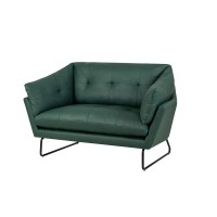 Lilola Home Karla Green Pu Leather Contemporary Loveseat And Ottoman
