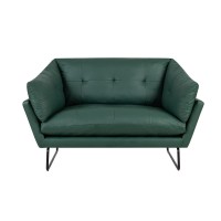Lilola Home Karla Green Pu Leather Contemporary Loveseat And Ottoman