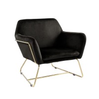 Lilola Home Keira Black Velvet Accent Chair With Metal Base
