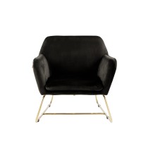 Lilola Home Keira Black Velvet Accent Chair With Metal Base