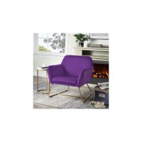 Lilola Home Keira Purple Velvet Accent Chair With Metal Base