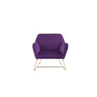 Lilola Home Keira Purple Velvet Accent Chair With Metal Base