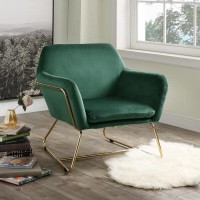 Lilola Home Keira Green Velvet Accent Chair With Metal Base