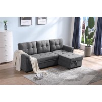 Connor Gray Fabric Reversible Sectional Sleeper Sofa Chaise With Storage