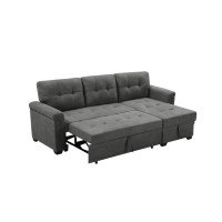 Connor Gray Fabric Reversible Sectional Sleeper Sofa Chaise With Storage