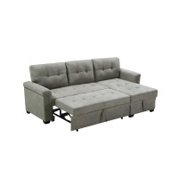 Lilola Home Connor Light Gray Fabric Reversible Sectional Sleeper Sofa Chaise With Storage