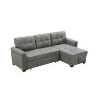Lilola Home Connor Light Gray Fabric Reversible Sectional Sleeper Sofa Chaise With Storage