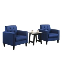 Lilola Home Hale Blue Velvet Armchairs And End Table Living Room Set