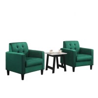 Lilola Home Hale Green Velvet Armchairs And End Table Living Room Set