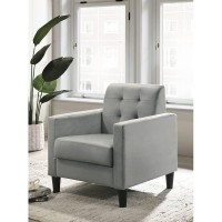 Lilola Home Hale Light Gray Velvet Accent Armchair With Tufting