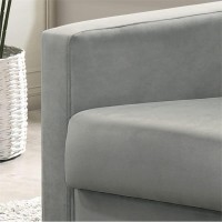 Lilola Home Hale Light Gray Velvet Accent Armchair With Tufting