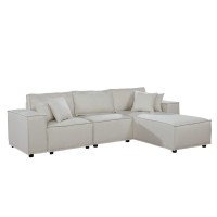 Harvey Sofa With Reversible Chaise In Beige Linen