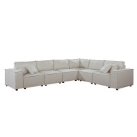 Janelle Modular Sectional Sofa In Beige Linen