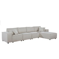 Ermont Sofa With Reversible Chaise In Beige Linen