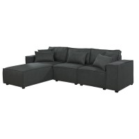 Harvey Sofa With Reversible Chaise In Dark Gray Linen