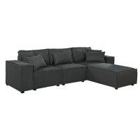 Harvey Sofa With Reversible Chaise In Dark Gray Linen
