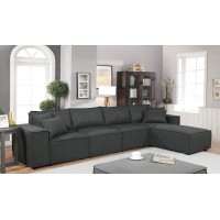 Ermont Sofa With Reversible Chaise In Dark Gray Linen