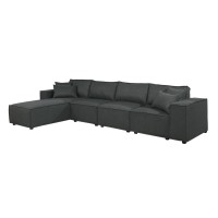 Ermont Sofa With Reversible Chaise In Dark Gray Linen