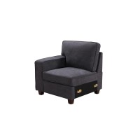 Lilola Home Jocelyn Dark Gray Woven 6Pc Modular L-Shape Sectional Sofa With Ottoman