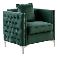 Lilola Home Bayberry Green Velvet Chair With 1 Pillow