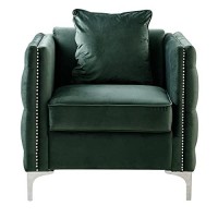 Lilola Home Bayberry Green Velvet Chair With 1 Pillow