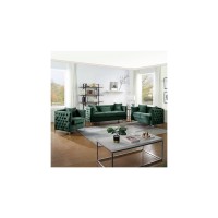 Lilola Home Bayberry Green Velvet Sofa Loveseat Chair Living Room Set