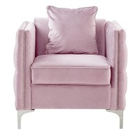 Lilola Home Bayberry Pink Velvet Chair With 1 Pillow