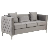 Lilola Home Bayberry Gray Velvet Sofa Loveseat Chair Living Room Set