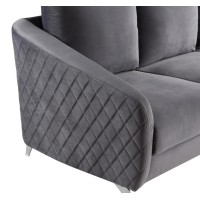 Sofia Gray Velvet Modern Chic Loveseat Couch