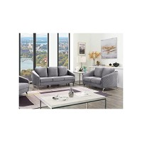 Sofia Gray Velvet Fabric Sofa Loveseat Living Room Set