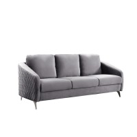 Sofia Gray Velvet Fabric Sofa Loveseat Living Room Set