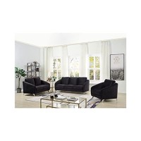 Sofia Black Velvet Fabric Sofa Loveseat Chair Living Room Set