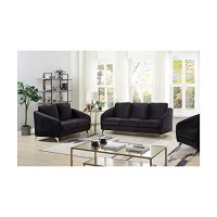 Sofia Black Velvet Fabric Sofa Loveseat Living Room Set