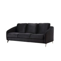 Sofia Black Velvet Fabric Sofa Loveseat Chair Living Room Set