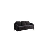 Lilola Home Hathaway Black Velvet Fabric Sofa Loveseat Chair Living Room Set
