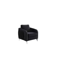 Lilola Home Hathaway Black Velvet Fabric Sofa Loveseat Chair Living Room Set