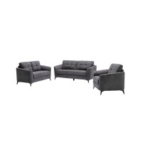 Lilola Home Callie Gray Velvet Fabric Sofa Loveseat Chair Living Room Set
