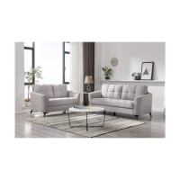 Lilola Home Callie Light Gray Velvet Fabric Sofa Loveseat Living Room Set
