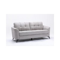 Lilola Home Callie Light Gray Velvet Fabric Sofa Loveseat Chair Living Room Set