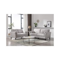 Lilola Home Damian Light Gray Velvet Fabric Sofa Loveseat Living Room Set