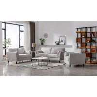 Lilola Home Damian Light Gray Velvet Fabric Sofa Loveseat Chair Living Room Set